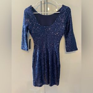 Lulus Delightful Ways Navy Blue Sequin Dress. Size : XS